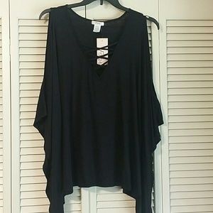 Fotia Cold Shoulder Poncho Style blouse